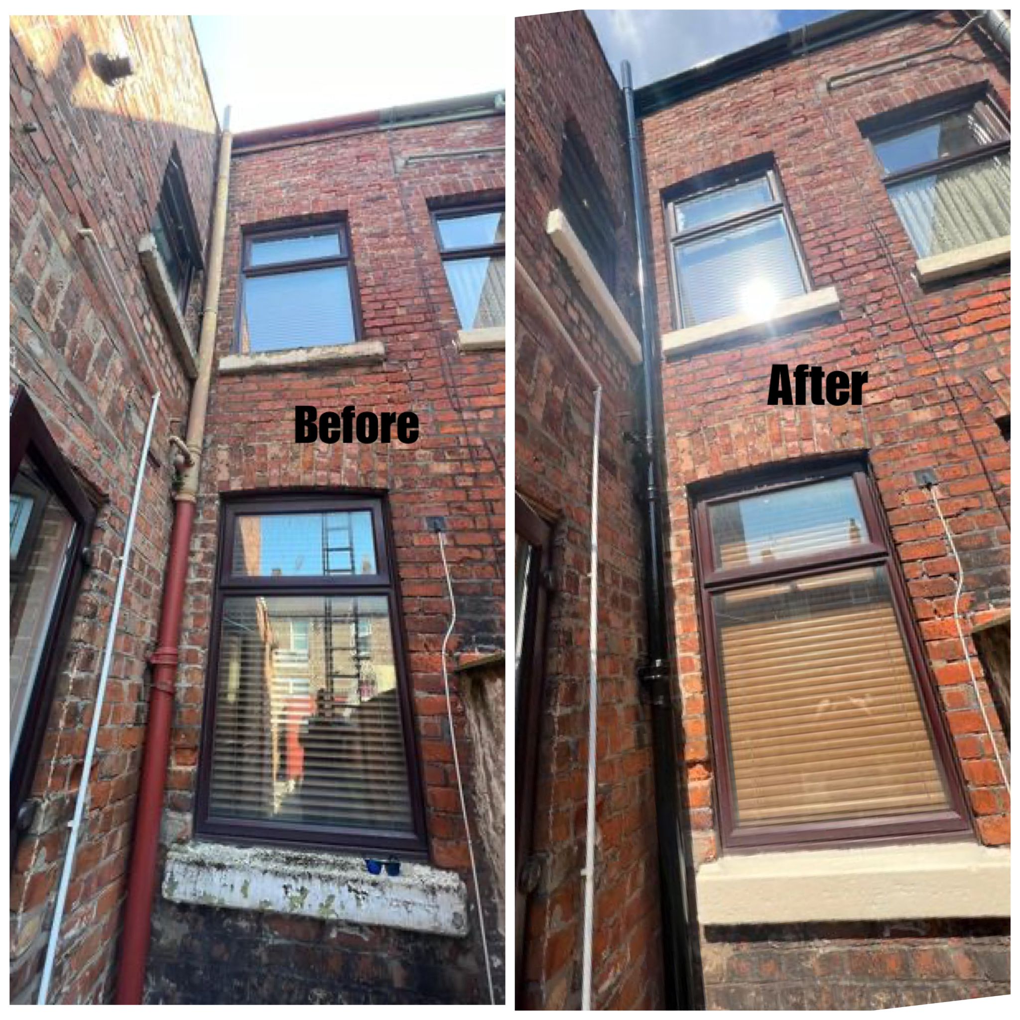 Before and after exterior painting work by Wavertree Roofing